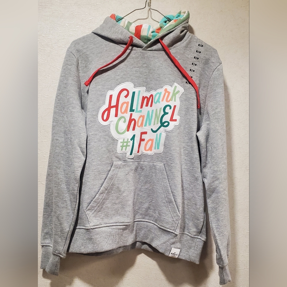 HALLMARK channel gray #1 fan nwt small/ petite womens hooded‎ sweatshirt - Picture 2 of 11